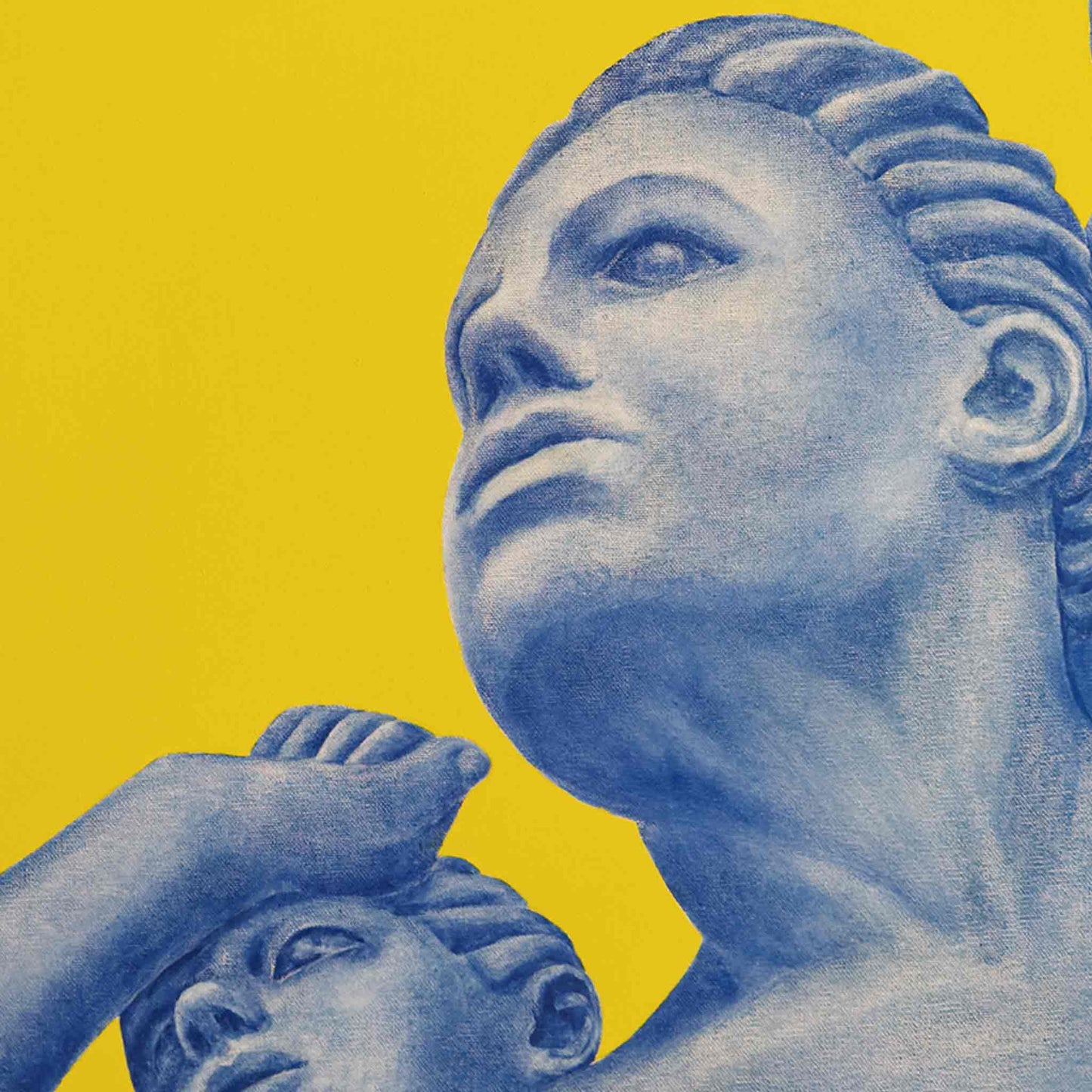 Portraits of a boy and a child on a yellow background