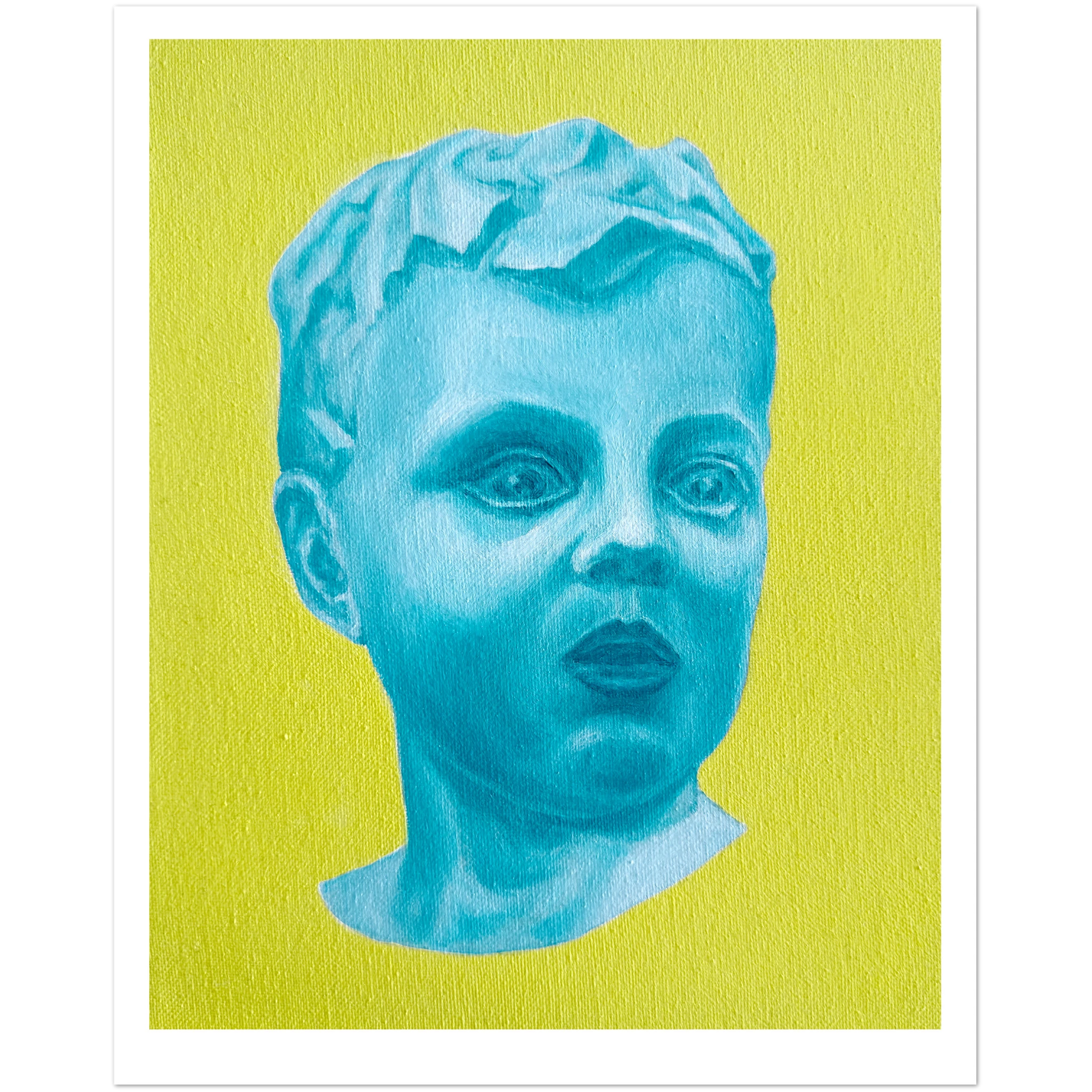 Blue portrait on a yellow background