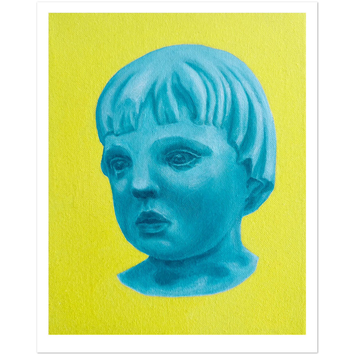 Blue portrait on a yellow background