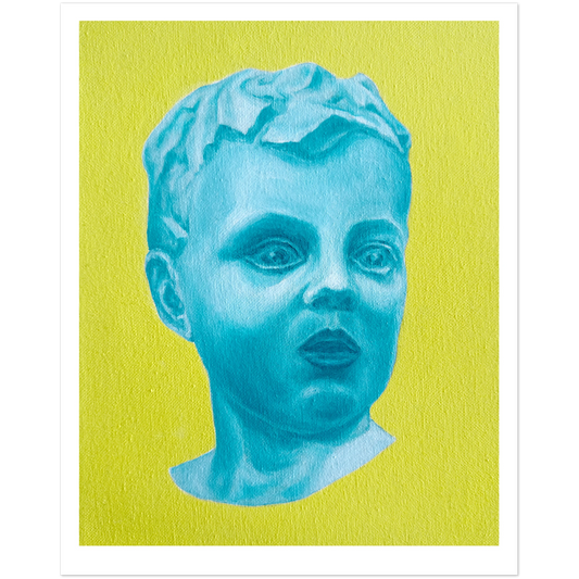 Blue portrait on a yellow background