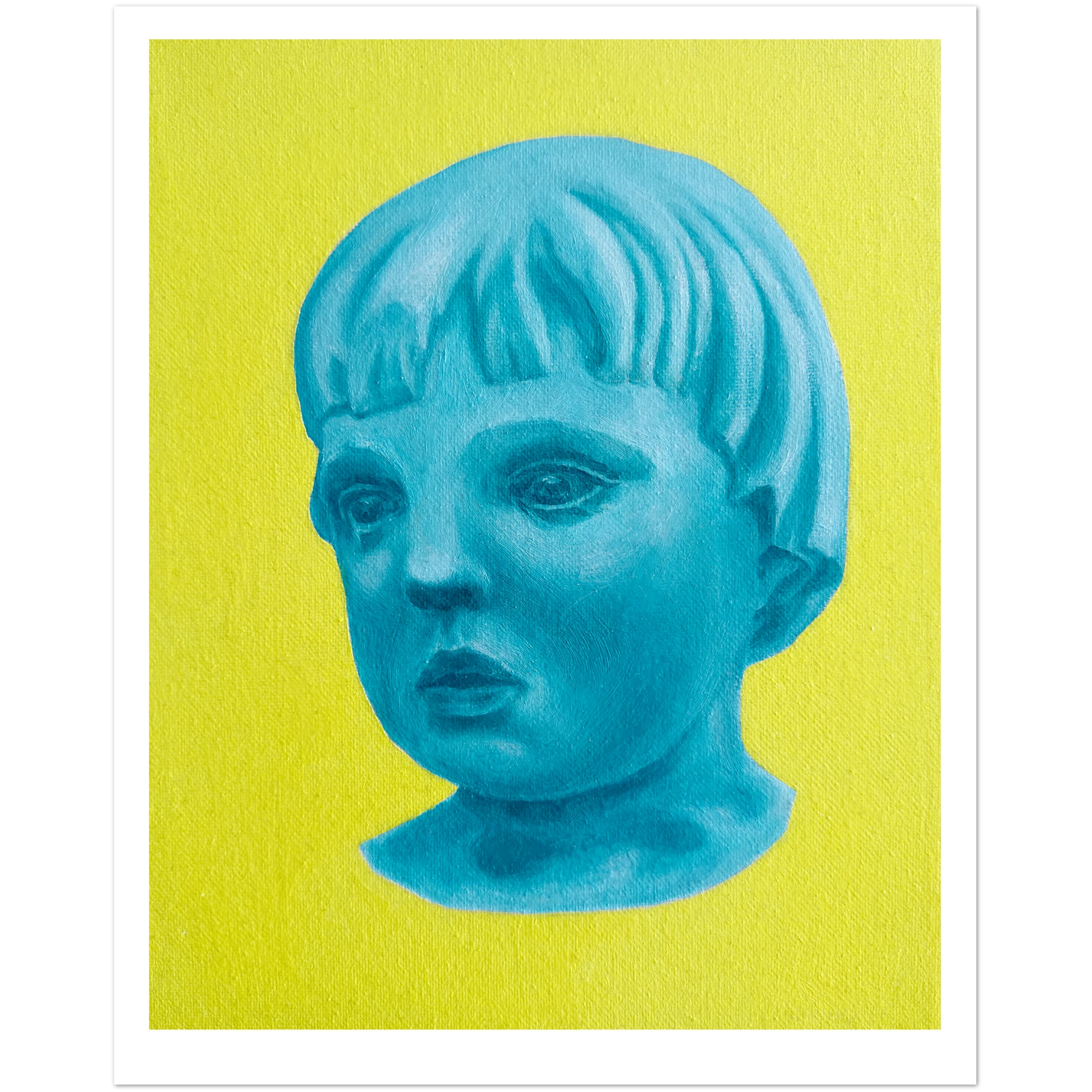 Blue portrait on a yellow background