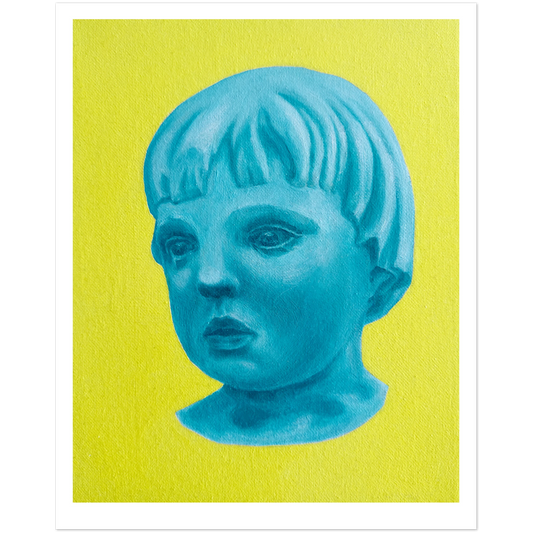 Blue portrait on a yellow background